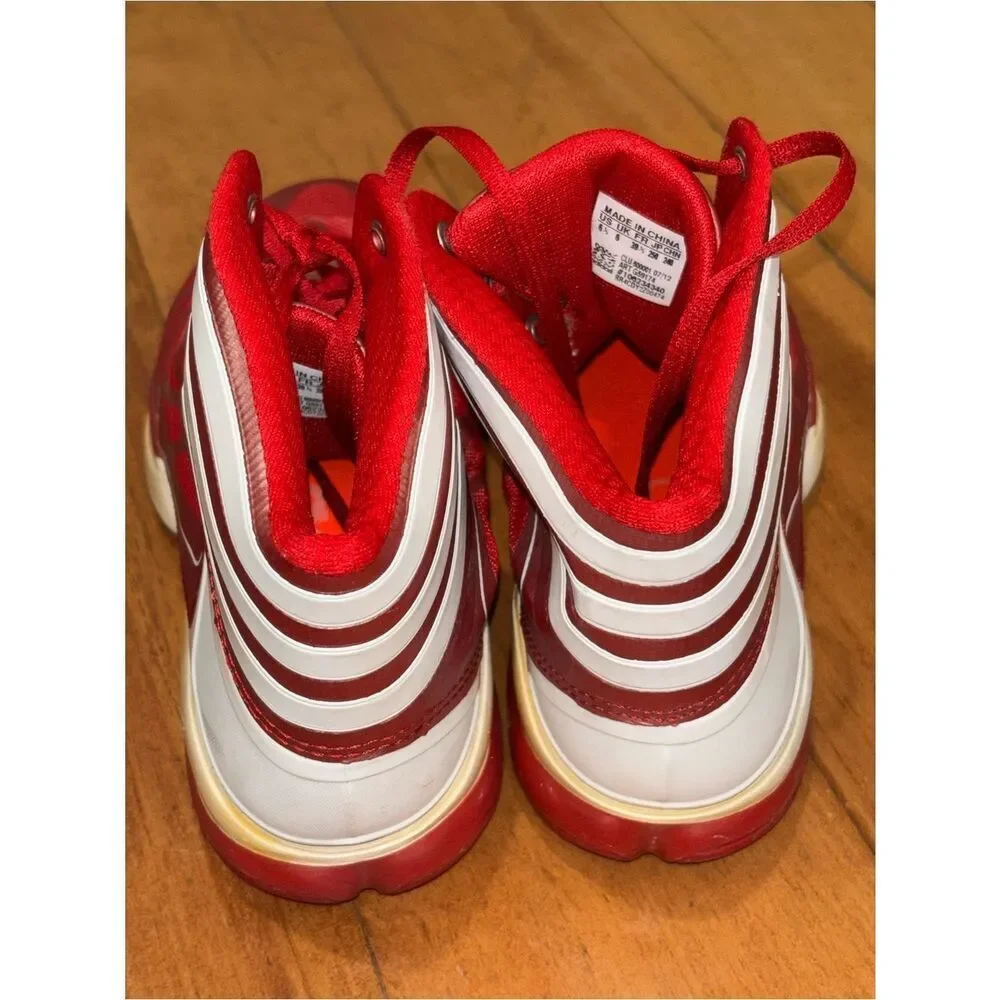 adidas adizero Red and White High-Top Basketball Shoes size 6.5